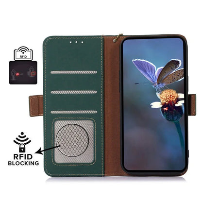For Xiaomi Redmi Note 13R Pro 5G Genuine Cow Leather Phone Case RFID Blocking