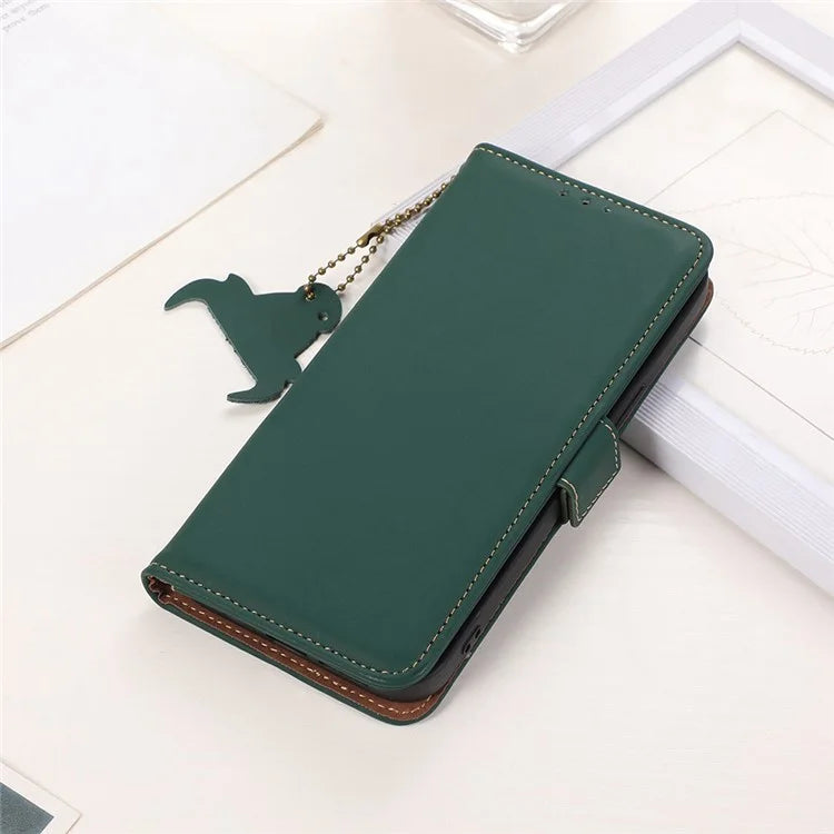 For Xiaomi Redmi Note 13R Pro 5G Genuine Cow Leather Phone Case RFID Blocking
