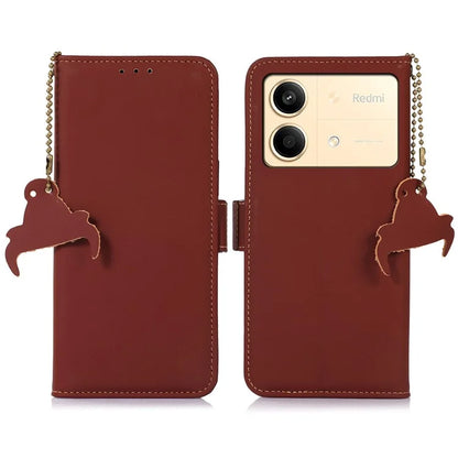 For Xiaomi Redmi Note 13R Pro 5G Genuine Cow Leather Phone Case RFID Blocking