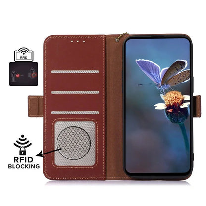For Xiaomi Redmi Note 13R Pro 5G Genuine Cow Leather Phone Case RFID Blocking