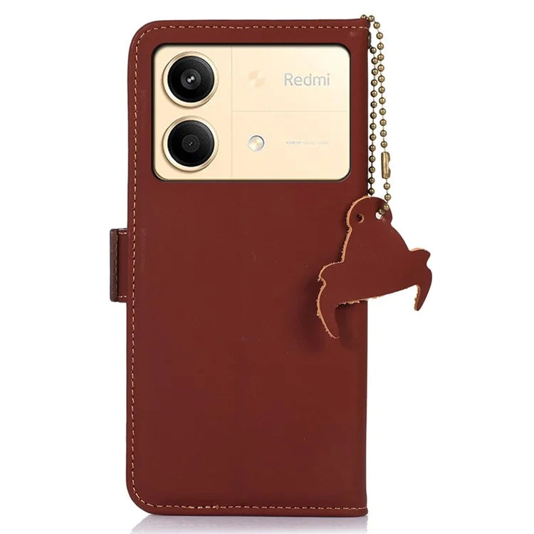 For Xiaomi Redmi Note 13R Pro 5G Genuine Cow Leather Phone Case RFID Blocking