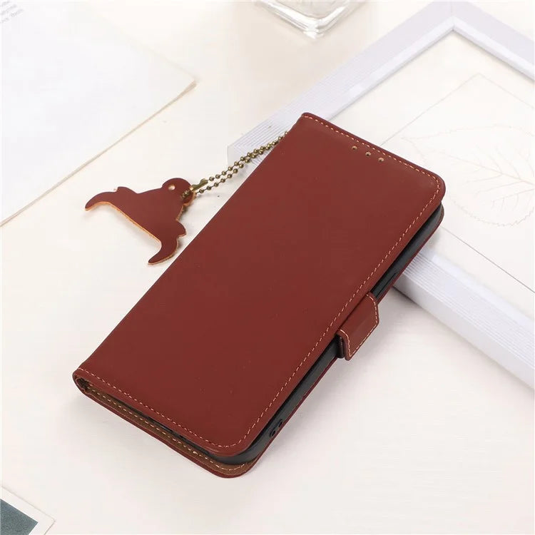 For Xiaomi Redmi Note 13R Pro 5G Genuine Cow Leather Phone Case RFID Blocking