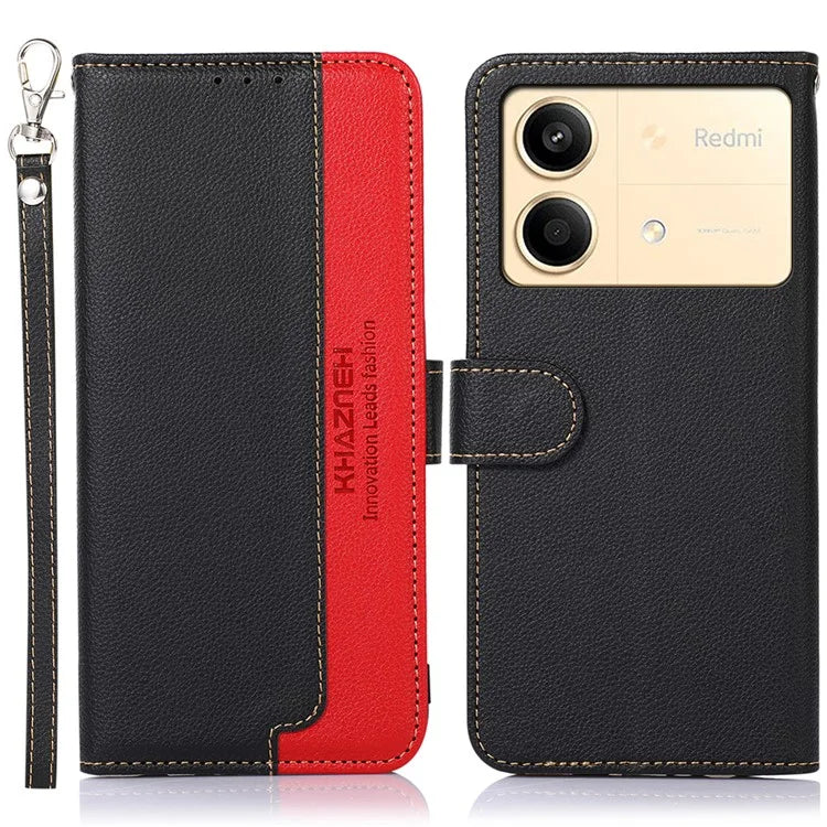 KHAZNEH For Xiaomi Redmi Note 13R Pro 5G Leather Case RFID Blocking Phone Wallet Cover