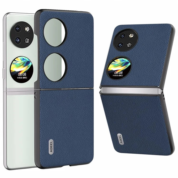 ABEEL For Huawei Pocket 2 Litchi Texture Case Genuine Cow Leather+PC Phone Cover
