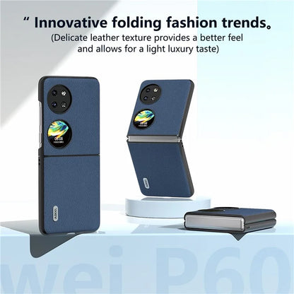 ABEEL For Huawei Pocket 2 Litchi Texture Case Genuine Cow Leather+PC Phone Cover