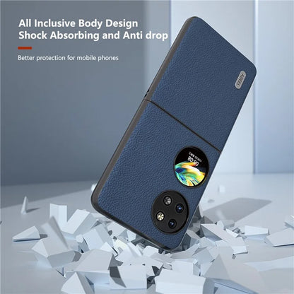 ABEEL For Huawei Pocket 2 Litchi Texture Case Genuine Cow Leather+PC Phone Cover