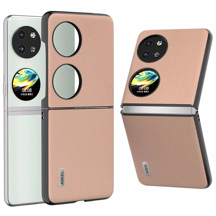 ABEEL For Huawei Pocket 2 Litchi Texture Case Genuine Cow Leather+PC Phone Cover