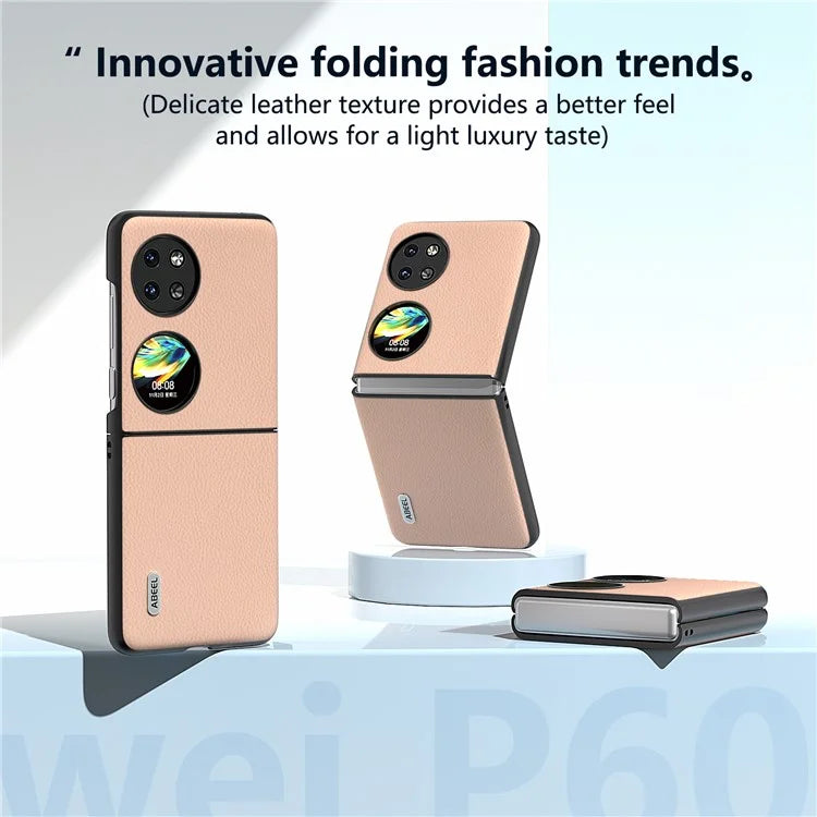 ABEEL For Huawei Pocket 2 Litchi Texture Case Genuine Cow Leather+PC Phone Cover