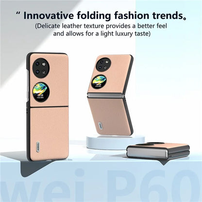 ABEEL For Huawei Pocket 2 Litchi Texture Case Genuine Cow Leather+PC Phone Cover