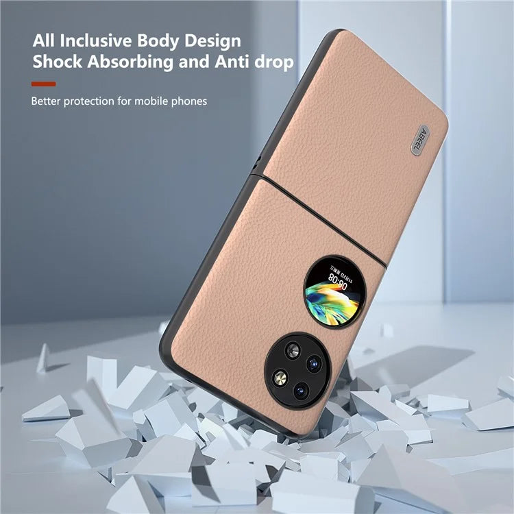 ABEEL For Huawei Pocket 2 Litchi Texture Case Genuine Cow Leather+PC Phone Cover