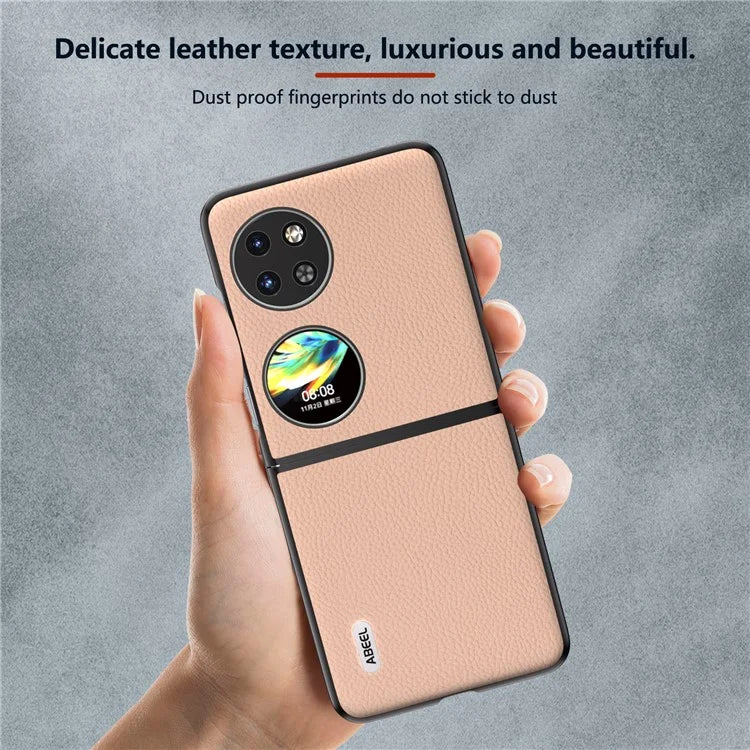 ABEEL For Huawei Pocket 2 Litchi Texture Case Genuine Cow Leather+PC Phone Cover