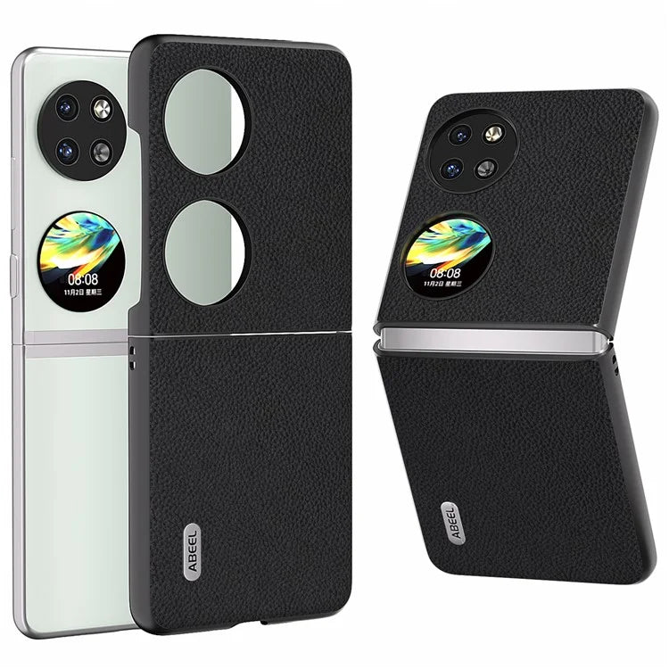 ABEEL For Huawei Pocket 2 Litchi Texture Case Genuine Cow Leather+PC Phone Cover