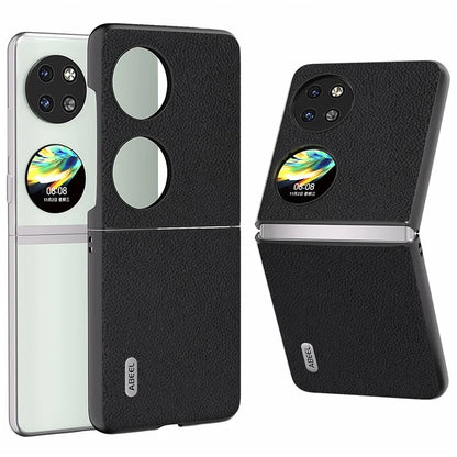 ABEEL For Huawei Pocket 2 Litchi Texture Case Genuine Cow Leather+PC Phone Cover