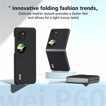 ABEEL For Huawei Pocket 2 Litchi Texture Case Genuine Cow Leather+PC Phone Cover