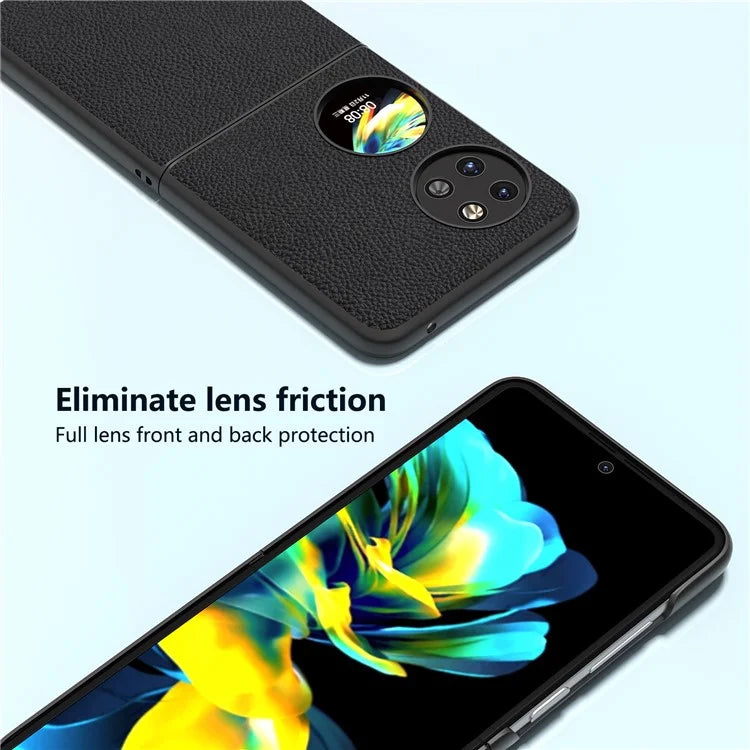 ABEEL For Huawei Pocket 2 Litchi Texture Case Genuine Cow Leather+PC Phone Cover