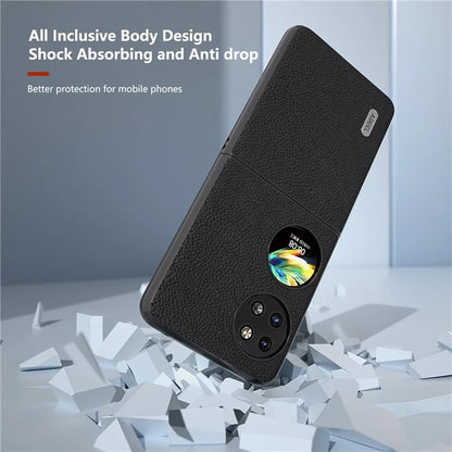 ABEEL For Huawei Pocket 2 Litchi Texture Case Genuine Cow Leather+PC Phone Cover