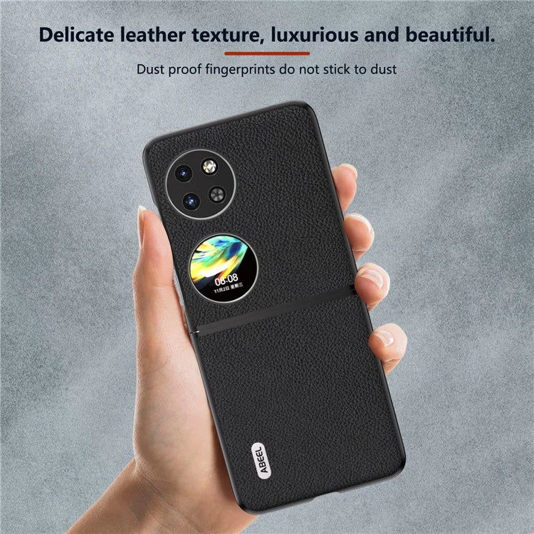 ABEEL For Huawei Pocket 2 Litchi Texture Case Genuine Cow Leather+PC Phone Cover