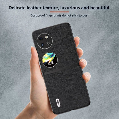 ABEEL For Huawei Pocket 2 Litchi Texture Case Genuine Cow Leather+PC Phone Cover