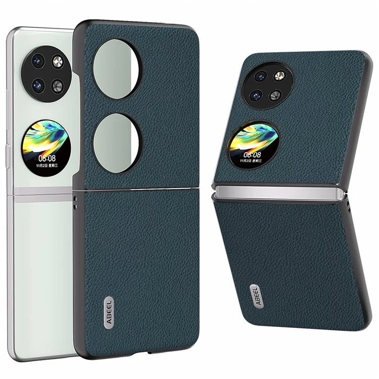 ABEEL For Huawei Pocket 2 Litchi Texture Case Genuine Cow Leather+PC Phone Cover