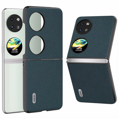 ABEEL For Huawei Pocket 2 Litchi Texture Case Genuine Cow Leather+PC Phone Cover