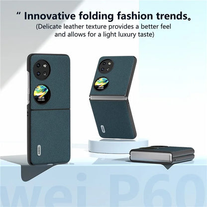 ABEEL For Huawei Pocket 2 Litchi Texture Case Genuine Cow Leather+PC Phone Cover