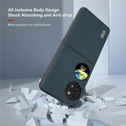 ABEEL For Huawei Pocket 2 Litchi Texture Case Genuine Cow Leather+PC Phone Cover