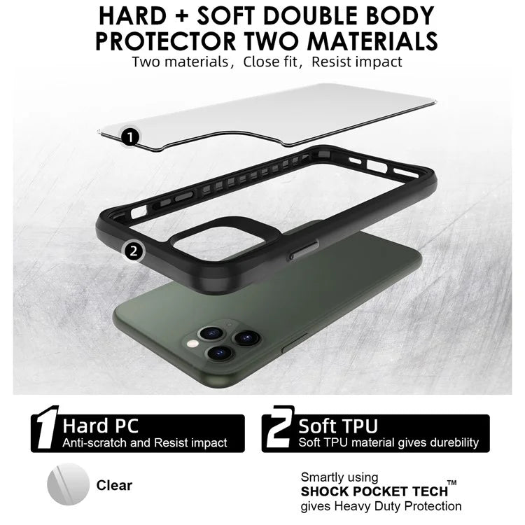 Combat X Mode Series for iPhone 11 Pro Max Back Case Drop-proof TPU+PC Four Corner Phone Cover