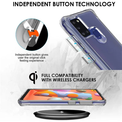 For Samsung Galaxy A21s Cell Phone Cover Anti-Scratch PC + TPU HD Transparent Phone Case
