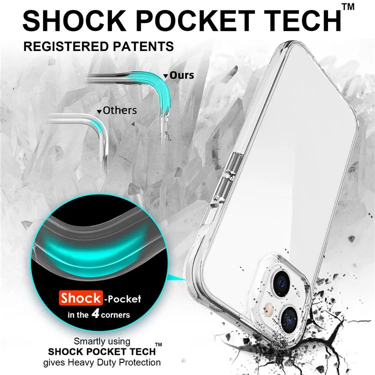 For iPhone 13 6.1 inch Case Anti-fall PC+TPU Phone Back Cover with Electroplating Button