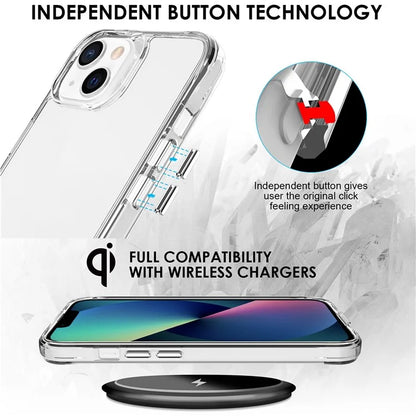 For iPhone 13 6.1 inch Case Anti-fall PC+TPU Phone Back Cover with Electroplating Button