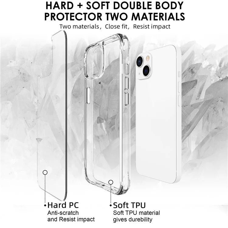 For iPhone 13 6.1 inch Case Anti-fall PC+TPU Phone Back Cover with Electroplating Button