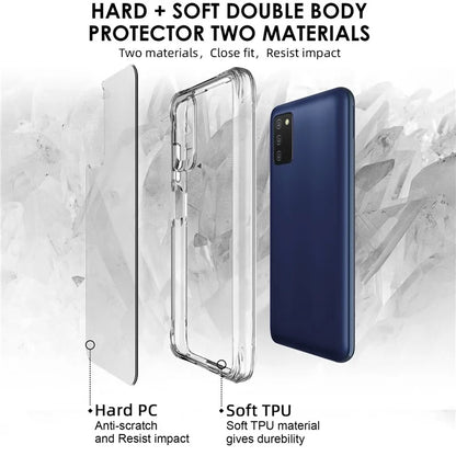 For Samsung Galaxy A03s (164.2 x 75.9 x 9.1mm) Dustproof PC + TPU Cover HD Transparent Phone Case