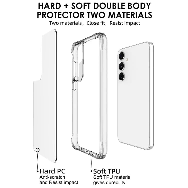 For Samsung Galaxy S24+ HD Clear Phone Case Drop Protection PC + TPU Cell Phone Cover