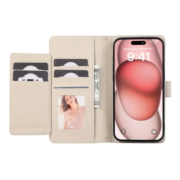For iPhone 12 Pro Max Cell Phone Case PU Leather Stand Cover with Mirror
