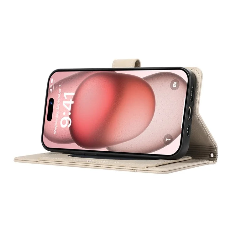 For iPhone 12 Pro Max Cell Phone Case PU Leather Stand Cover with Mirror