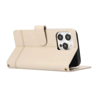 For iPhone 12 Pro Max Cell Phone Case PU Leather Stand Cover with Mirror