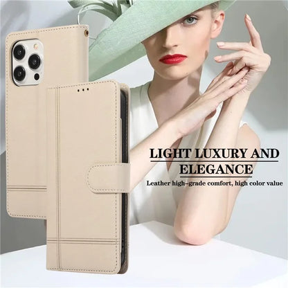 For iPhone 12 Pro Max Cell Phone Case PU Leather Stand Cover with Mirror