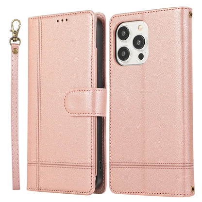 For iPhone 12 Pro Max Cell Phone Case PU Leather Stand Cover with Mirror