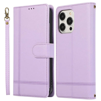 For iPhone 12 Pro Max Cell Phone Case PU Leather Stand Cover with Mirror