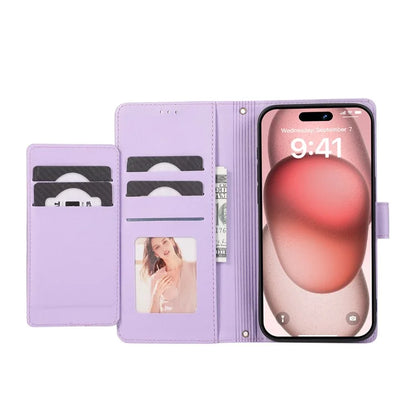 For iPhone 12 Pro Max Cell Phone Case PU Leather Stand Cover with Mirror