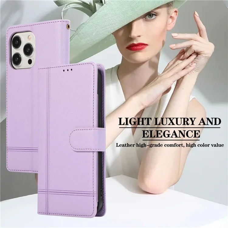 For iPhone 12 Pro Max Cell Phone Case PU Leather Stand Cover with Mirror