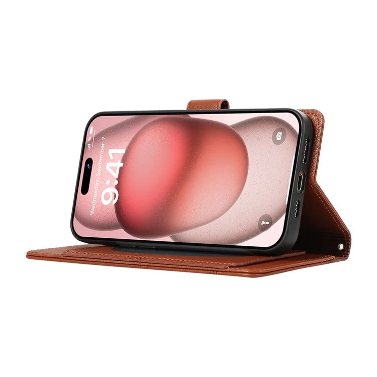 For iPhone 12 Pro Max Cell Phone Case PU Leather Stand Cover with Mirror