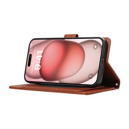 For iPhone 12 Pro Max Cell Phone Case PU Leather Stand Cover with Mirror