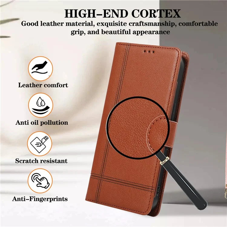 For iPhone 12 Pro Max Cell Phone Case PU Leather Stand Cover with Mirror