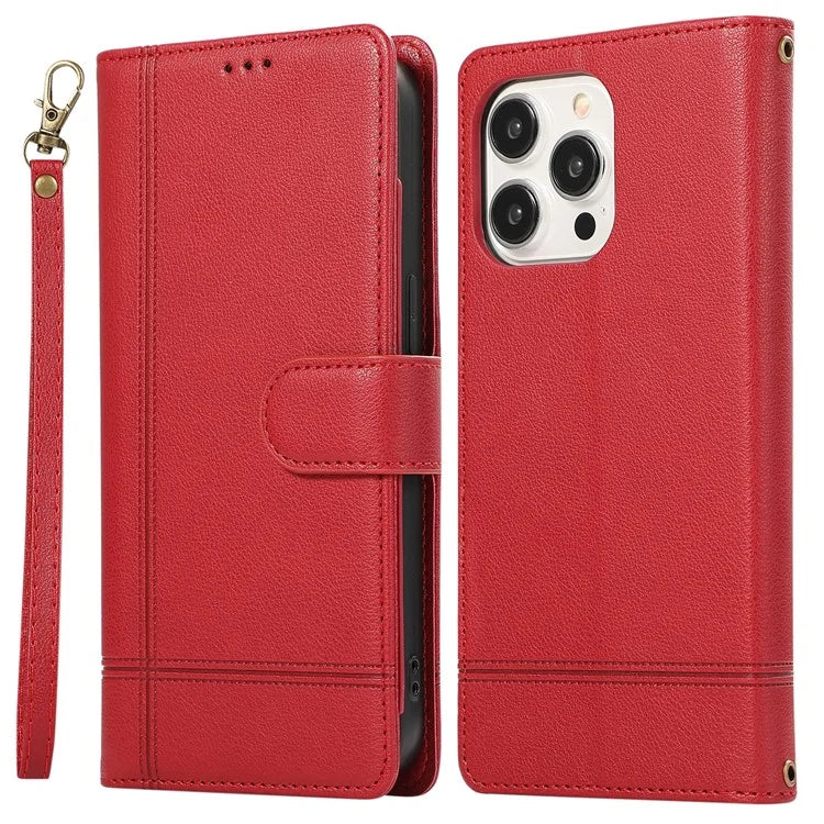For iPhone 12 Pro Max Cell Phone Case PU Leather Stand Cover with Mirror