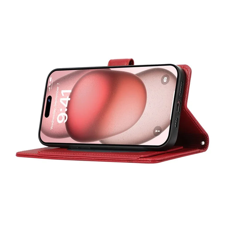 For iPhone 12 Pro Max Cell Phone Case PU Leather Stand Cover with Mirror