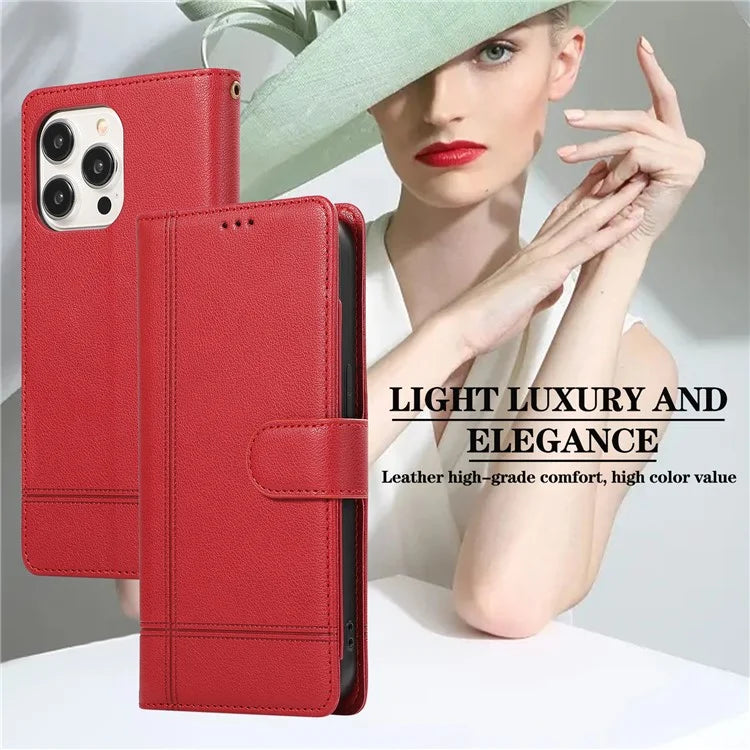 For iPhone 12 Pro Max Cell Phone Case PU Leather Stand Cover with Mirror