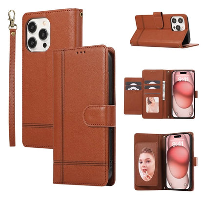 For iPhone 14 Pro Max Cell Phone Cases Folio Flip Leather Cover with Mirror