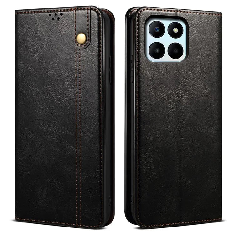 For Honor X8b 4G Waxy Crazy Horse Texture Case PU Leather Phone Cover Wallet