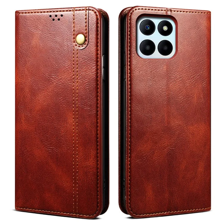 For Honor X8b 4G Waxy Crazy Horse Texture Case PU Leather Phone Cover Wallet